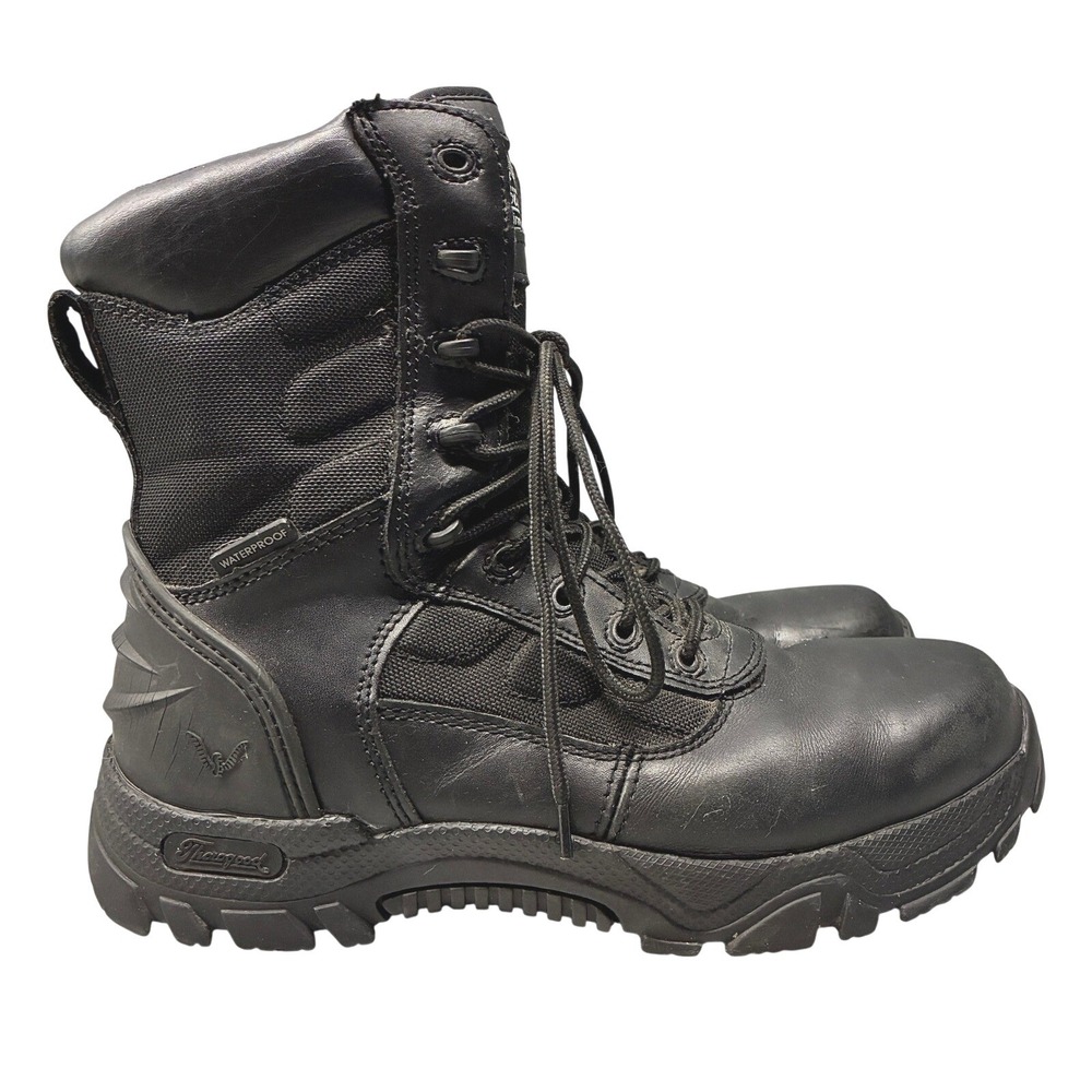 Thorogood Side Zip Tactical Work Boots Mens 8.5M Black Leather Duty Combat Lug